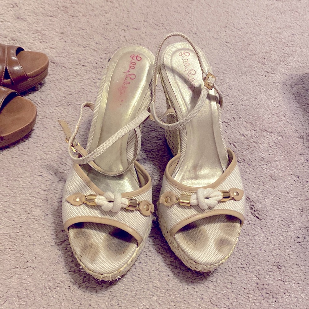 Lilly Pulitzer size 9.5 raffia nautical rope wedges